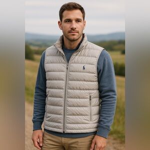 NWT POLO Ralph Lauren Light Gray Puffer Vest